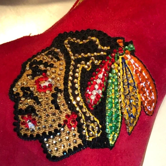 🏒RARE ‼️Like New NHL Chicago Black Hawks  Sky High Design Platform Heels size 7 - Picture 7 of 11